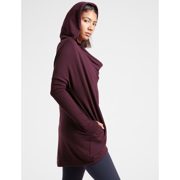 Athleta Purana Wrap Sweatshirt Hoodie Oversized Slouchy, Spiced Cabernet - S - Picture 2 of 10